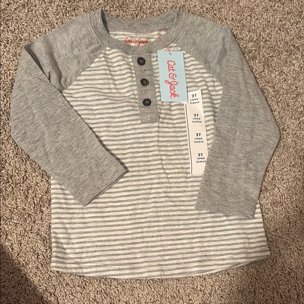 Cat & Jack Gray Striped Kids Shirt